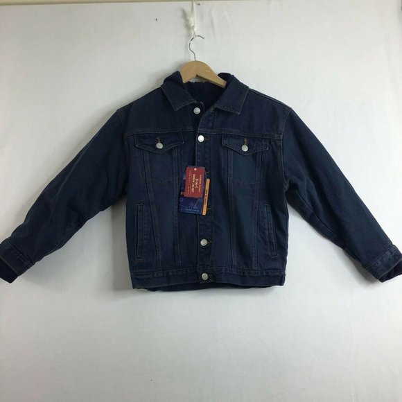 Faded Glory Outdoors Samurai Navy Classic Denim Trucker Jean Jacket Sz Boys 8/10 - Picture 1 of 9